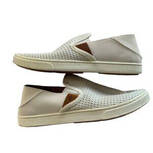OLUKAI Pehuea Women's Size 8/EU 38 White Mesh Slip-On Drop Heel Comfort Shoes